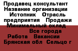 Продавец-консультант › Название организации ­ Истопник › Отрасль предприятия ­ Продажи › Минимальный оклад ­ 60 000 - Все города Работа » Вакансии   . Брянская обл.,Сельцо г.